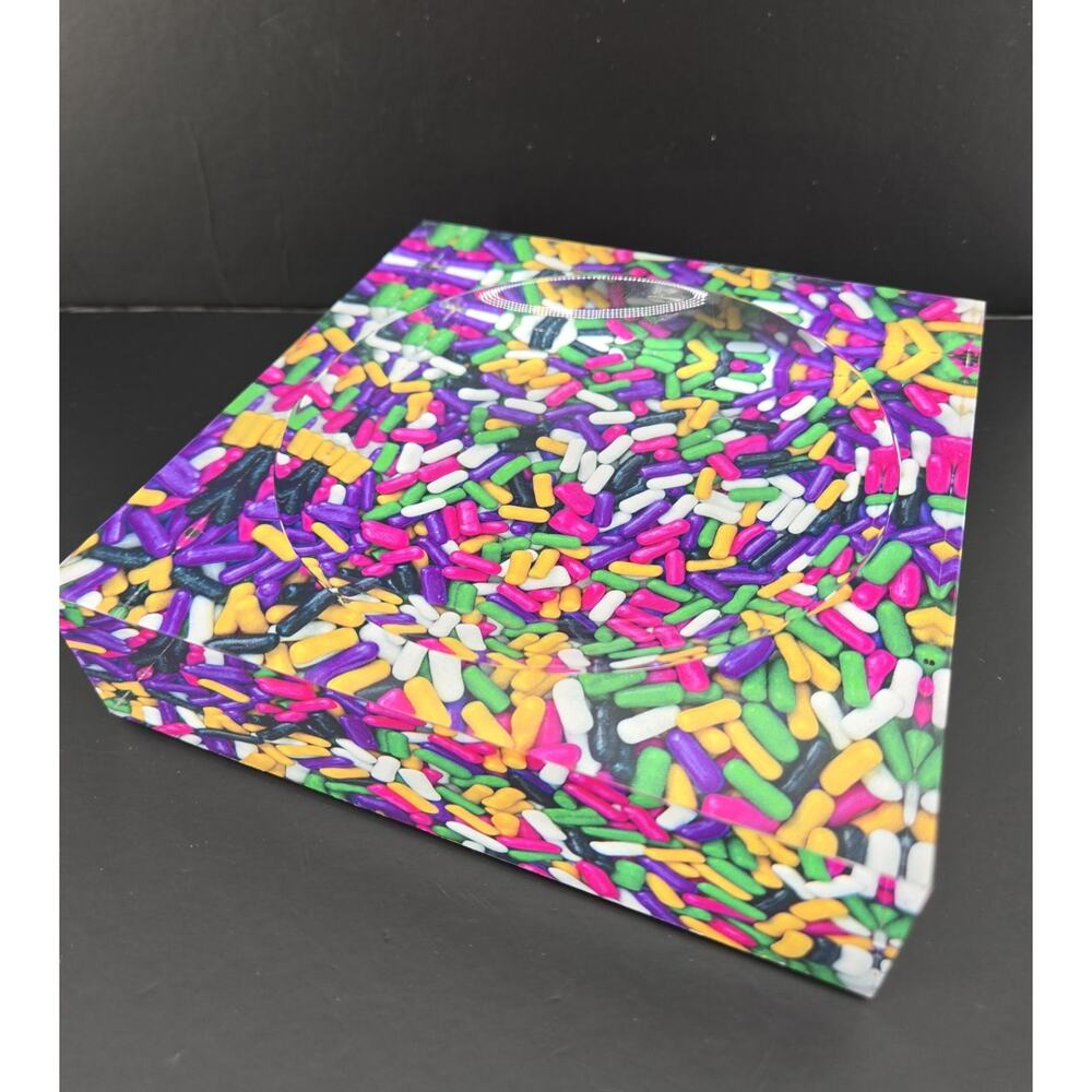 Avant Garde Thick Acrylic Pastel Licorice Sprinkles Candy Trinket Dish Bowl Art